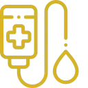 Icono dorado sangre Icono dorado de una bolsa de sangre para transfusión sanguínea