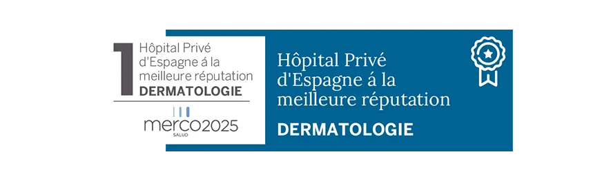 Merco Salud 2025 Dermatology recognition seal image. Clinique Université de Navarre