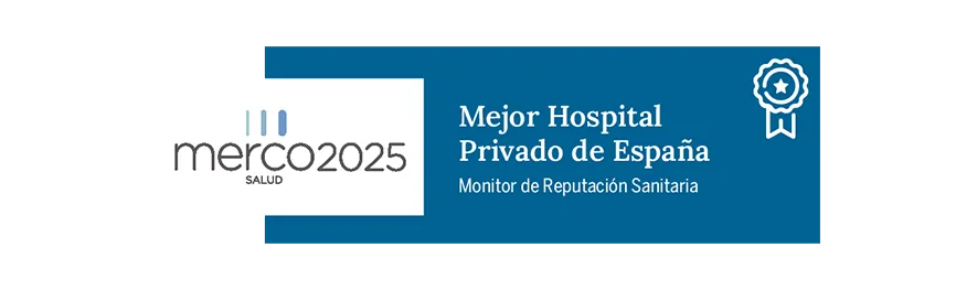 Sello Merco Salud 2025. Mejor Hospital Privado de España Imagen sello reconocimiento Merco Salud 2025. Clínica Universidad de Navarra