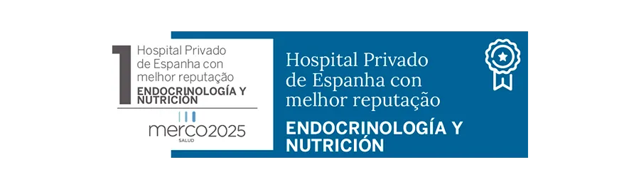 Merco Salud 2025 Imagem do selo de reconhecimento em endocrinologia. Clínica Universidade de Navarra